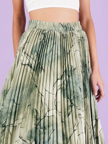 Image of OTABU | Exquisite Marble Elegance A-Line Printed Midi Skirt for Women