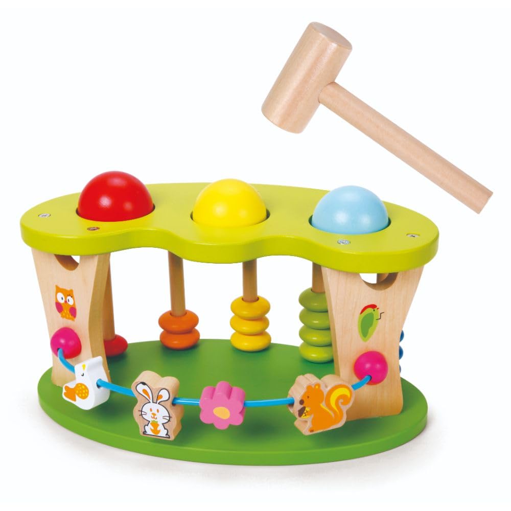 Classic World Martillo de Bolas Multifuncional para niños, de Madera Multicolor para niño para niña 12m +