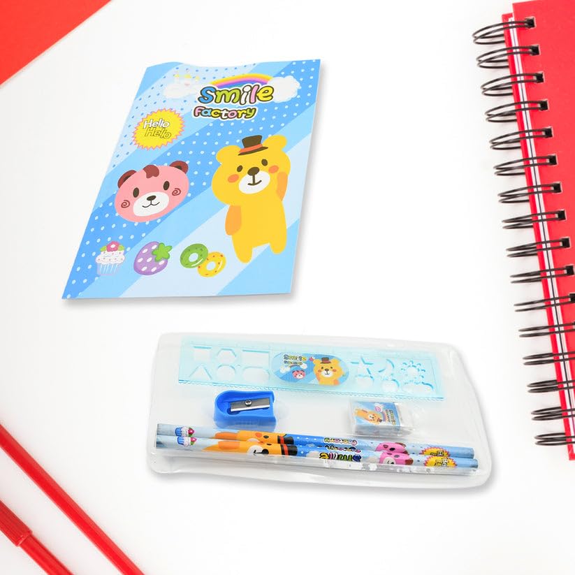 Image of Children Stationery Kit 6 Pieces Set Colorful School Supplies Writing Drawing Accessories Gift for Children Mix Design
