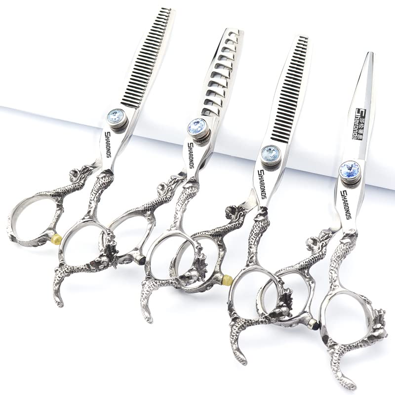 Tijeras de corte de pelo profesionales de 6/7 / 8/9 pulgadas, tijeras de corte de pelo afiladas de acero inoxidable, tijeras especiales para peluqueros (6 pulgadas - 4pc)