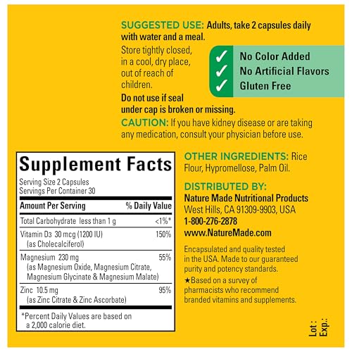Nature Made Magnesium Complex Supplement with Vitamin D & Zinc, 60 Capsules - image 8