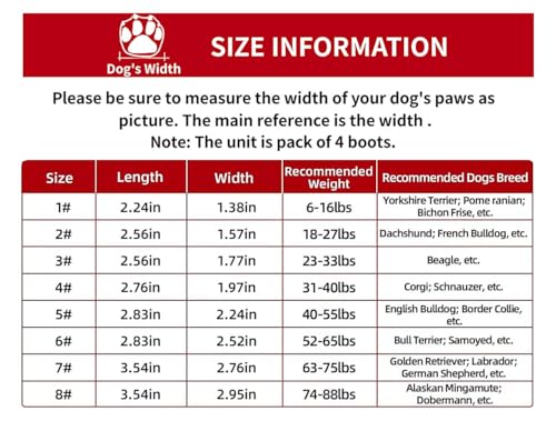 MOKCCI Truelove Pfotenschutz Hundestiefel,Wasserdicht Hundeschuhe mit Reflektierenden Riemen für Kleine, Mittelgroße und Große Hunde