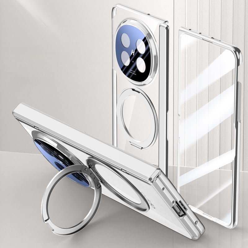 Coque Oppo Find N5 2025 rigide transparente haut de gamme avec finitions métallisées argent