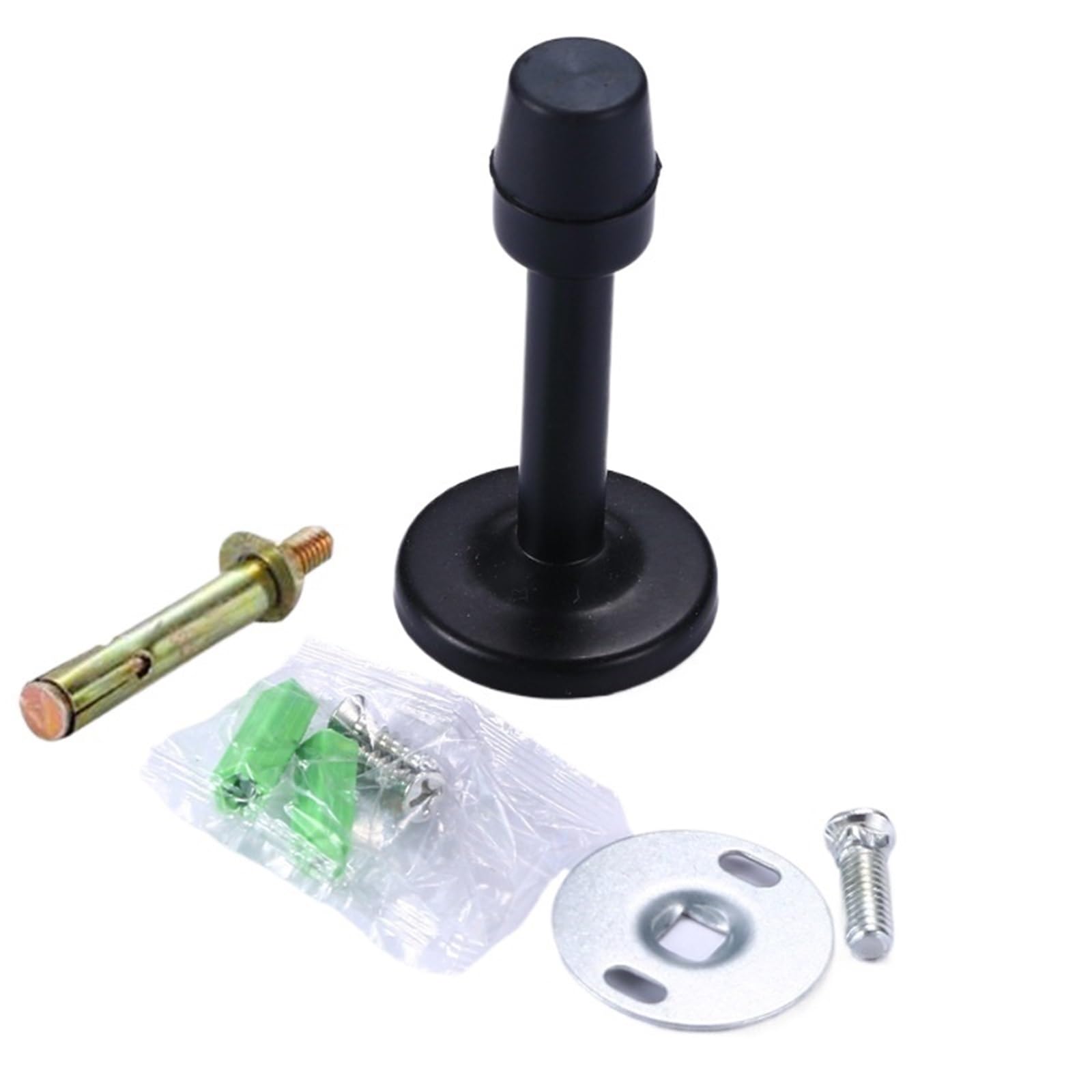 Door Stopper Stainless Steel Wall Mount Door Stop with Fix Screws for Bedroom Household Anti Collision Fitting(Screws Black)