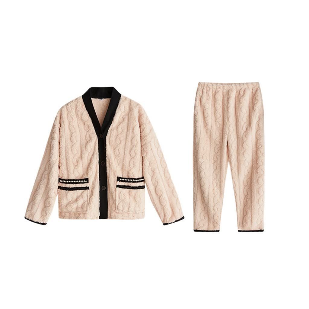 Zimowe grube flanelowe komplety piżam damskich aksamitna ciepła bielizna nocna pary piżamy Homewear gruby garnitur domowy (kod B XL)