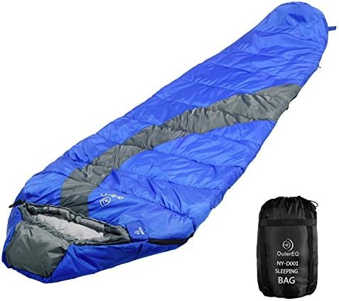 OuterEQ Compact Lightweight Mummy Sleeping Bag, Compression Sack Waterproof for Camping & Hiking & Backpacking