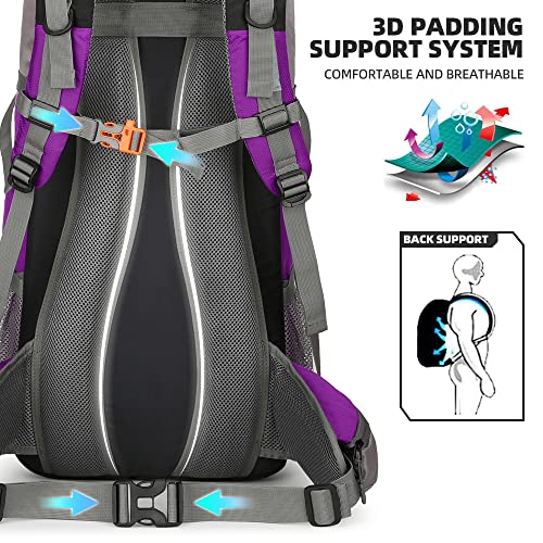 Image of King'sGuard 70L Hiking Backpack with Rain Cover Lightweight Waterproof Travel Camping Backpack Large Backpacking Pack