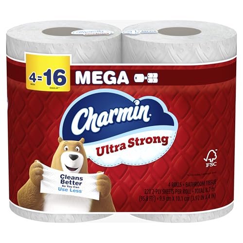 Image of Charmin Ultra Strong Toilet Paper 4 Mega Rolls, 220 Sheets Per Roll