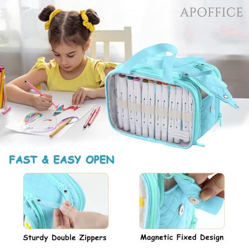 Image of Marker Organizer Case - Holds 72-96Markers | Portable Art Marker Storage Bag with Clear View Panels & Removable Dividers | Marker Holder for Alcohol Markers, Pens, Craft Supplies(Case Only)