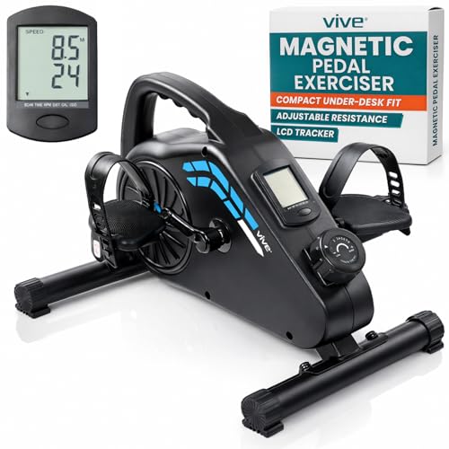 Vive Under Desk Exercise Bike - Stationary Magnetic Pedal Exerciser - Seated Elliptical Leg Exerciser for Home & Office Workout - Foot Desk Stepper While Sitting - Indoor Fitness Machine