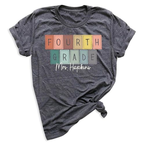 Personalized 4th Grade Teacher shirt, Customizable Graphic Shirt for Fourth Grade Teachers, Unisex Sizing (Fourth Grade)