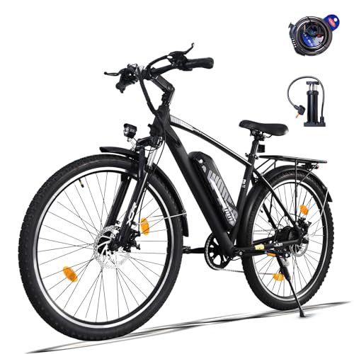 AVDLEU - Bicicleta eléctrica para adultos, 27,5 pulgadas, bicicleta de trekking para hombre, mujer, 250 W, batería extraíble 36 V 12,8 Ah, autonomía hasta 42 KM, bicicleta eléctrica urbana 25 km/h