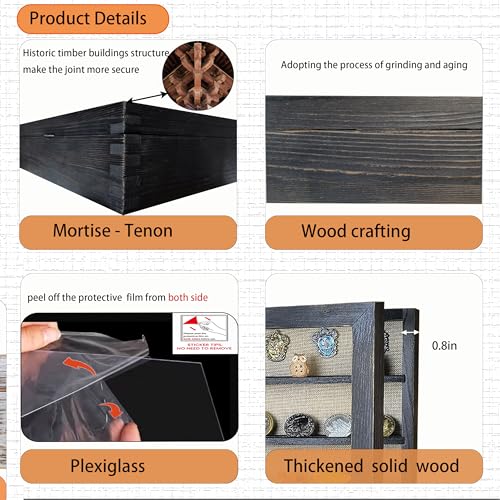 Image of Black Shadow Box Frame 16x20 Shadow Box with Shelves 2.6 inch Interior Depth Memorial Shadow Box Display Case with Linen Back for Handicrafts,Picture Frames,Medals,Coins,Pins Collection and More