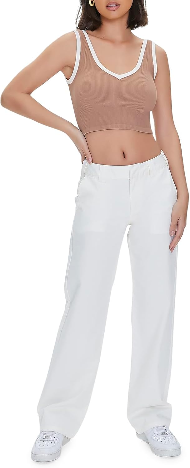 Forever 21 Womens Straight-Leg Twill Pants - Image 5