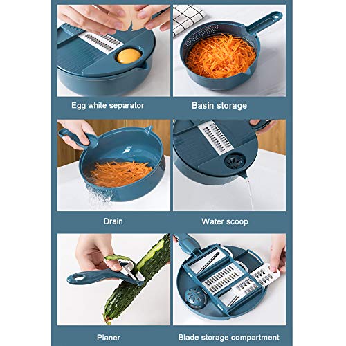 Cortador de Verduras Mandolina Ajustable Azul 28x18x7.5cm miniatura 6