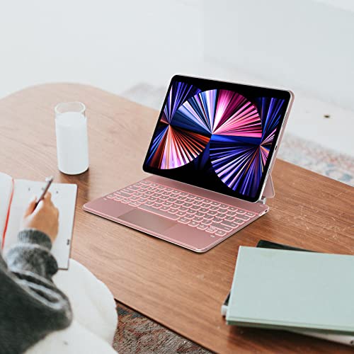 Typecase Edge Magnetic Keyboard Case For Ipad Pro 12.9 2021 - Thin & Light - Multi-Touch Trackpad - Wireless Keyboard With Backlight For Ipad Pro 12.9 Inch 5Th & 4Th & 3Rd Gen (Rose Gold) #TOP6