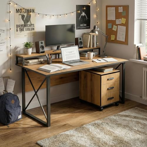 Image of FFO Computer Table with Storage | Multipurpose Office Desk for Home & Work with Riser| Study Table for Students | Sturdy PC Table with 1 Year Warranty | DIY Assembly (150x60)