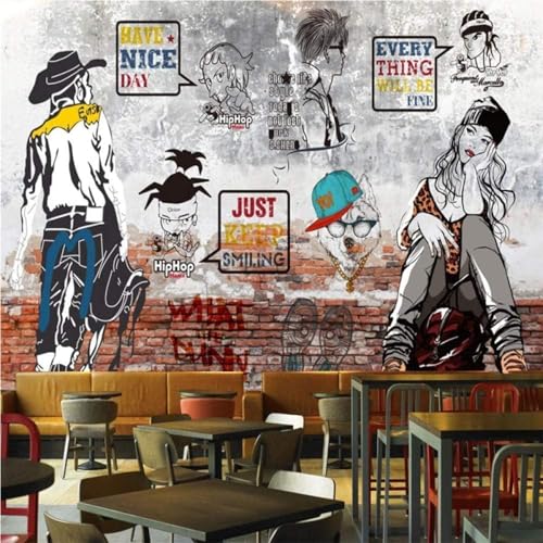 XLMING Graffiti Créatif Dessiné À La Main Mur De Briques Rouges 3D Papier Peint Texture Soyeuse Intissé Salle à Manger Bureau D'étude Canapé Chambre...