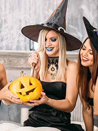 Hicarer 4 Pieces Halloween Black Lace Punk Choker Gothic Lolita Pendant Necklace Bracelet Earrings Headband Set - Image 6