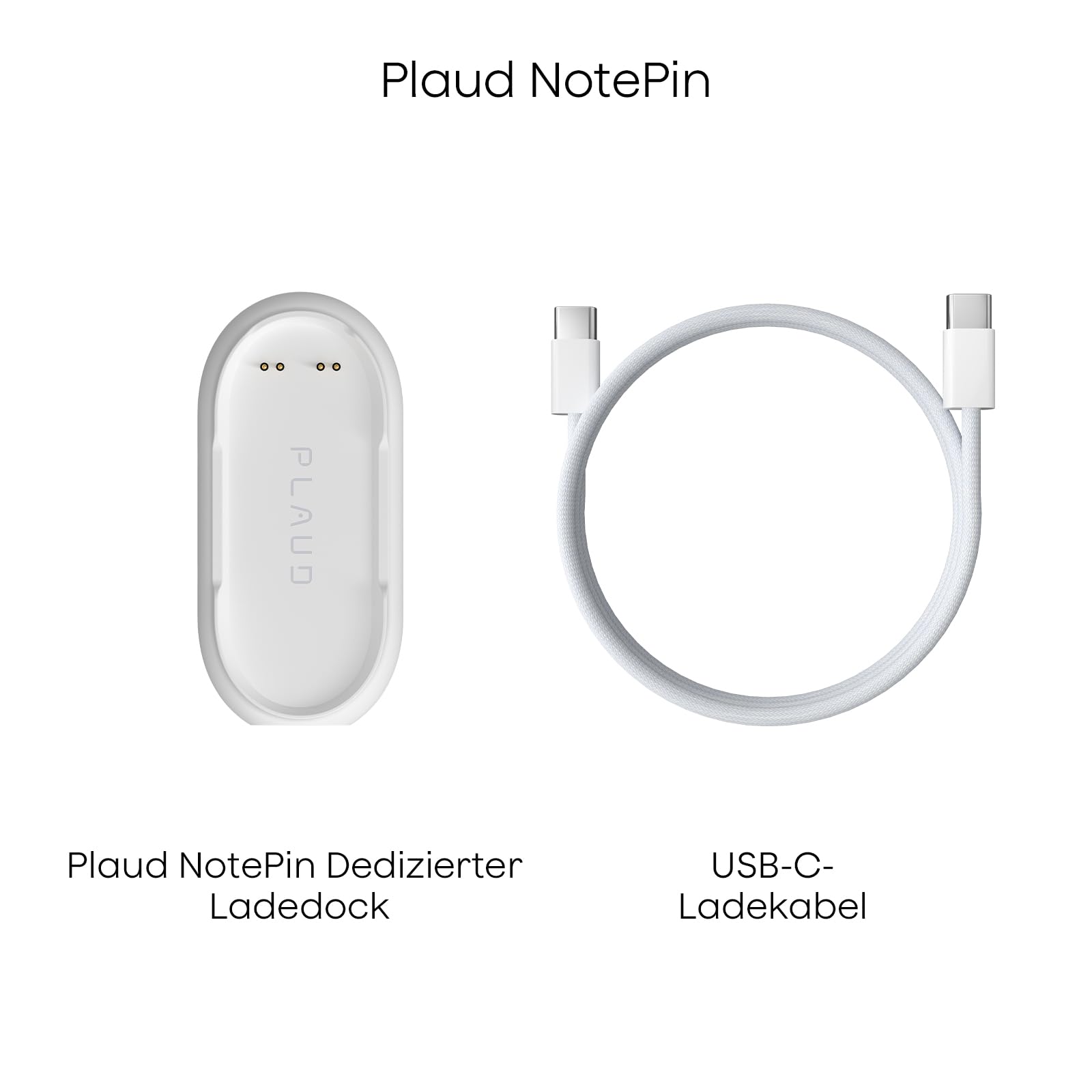 Plaud Ladestation, Magnetische Ladeschale mit Rutschfester Basis & USB-C-Textilkabel, Schnelles 2-Stunden-Lade-Ersatzzubehör für den NotePin und NotePin SKI-Sprachrekorder
