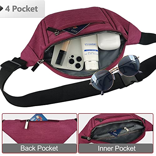 Image of Fanny Pack for Men Women,Crossbody Waist Bag Pack,Belt Bag for Travel Walking Running Hiking Cycling,Easy Carry Any Phone,Wallet, Purple, One Size, Fashion
