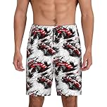 Nevjipu Mens Pajama Pants - Comfy Red Racing Car Print Pajama Shorts for Men Shorts Casual, Lounge Pj Bottoms, Black, XL
