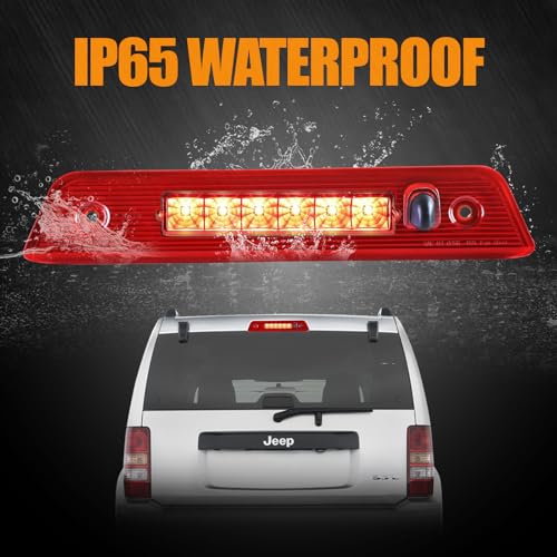 Image of Third 3rd Brake Light LED for 2008-2012 Jeep Liberty, High Mount Rear Brake Lights Assembly for 08-12 Liberty, Waterproof Center Cab Lamp Stop Light (Red)