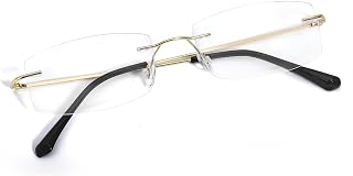 IGnaef Rectangle Rimless Blue Light Blocking Glasses for Women Fashion Non Prescription Office-Siren Frameless Eyewear BL1230