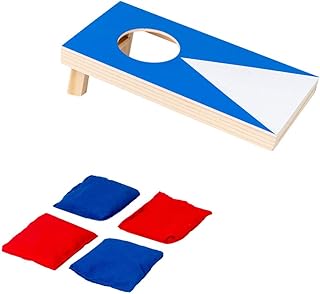 Corn Hole Cornhole Game Set Wood Bean Bags Toss Game Portable Wood Framed Cornhole Throw Game with Bean Bags Corn Hole Boards Sandbag Game for Home Family Friend Blue Bean Bag Toss Game
