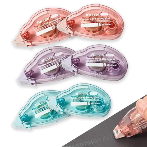 6 PCS Roller Colle Ruban Adhésif Double Face, Colle Scrapbooking, 6mm x 6m Sco-tch Double Face pour DIY Carte, Scrapbooking, Journal, Rouleaux Roller de Colle (2)