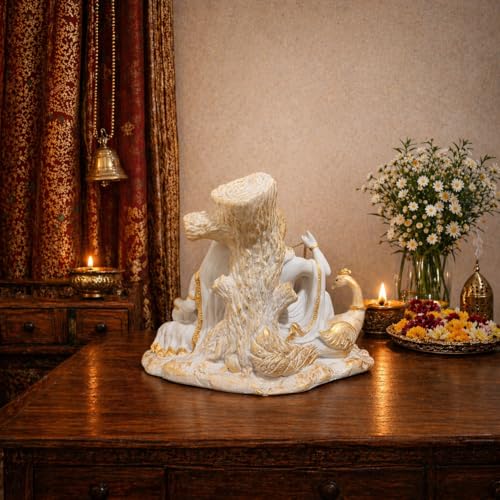 Image of ARMONIA Radha Krishna Murti 8.6 Inch | Premium Marble Dust Radha Krishna Idol with Peacock for Mandir, Home Decor & Office Desk | Radhakrishna Statue Spiritual Gift for Diwali, Wedding & Housewarming
