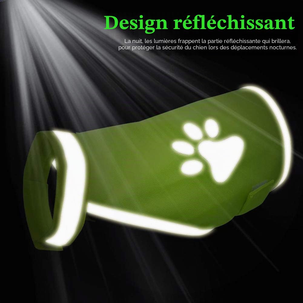 Gilet de sécurité réfléchissant jaune pour chien 5 tailles - Haute visibilité - Pour garder votre chien visible - À l'abri des accidents de la voiture et de la chasse (taille : L)