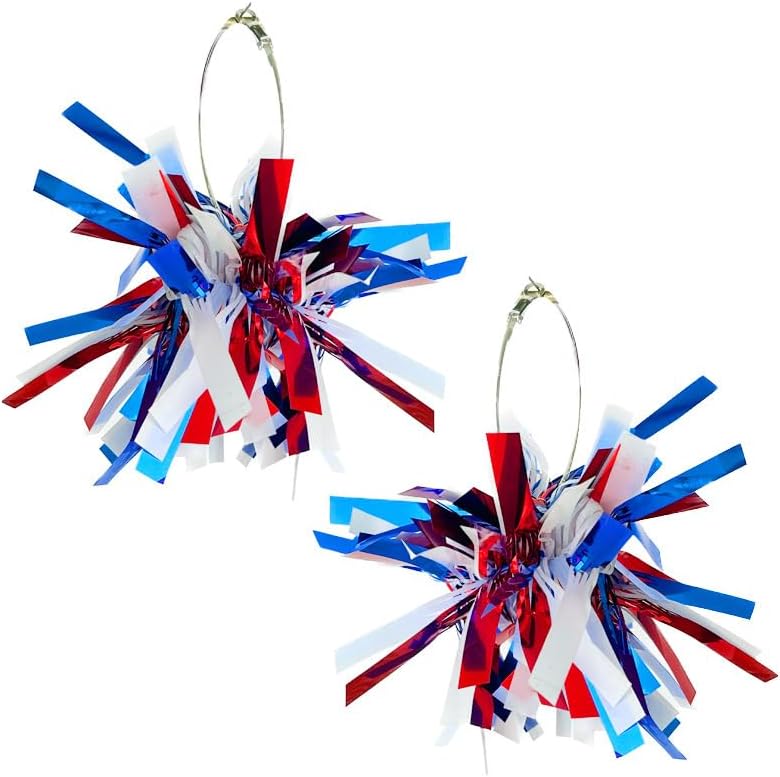 2026 4th of July American Patriotic Tassels Earrings for Women Glitter Red White and Blue Firework Earrings Independence Memorial Day Dangle Earring Decor Accessories image 5