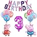 3 Jahr Alt Geburtstagsdeko Mädchen Luftballon, Peppa Pig Luftballons Geburtstag Dekoration Set, Ballons Geburtstagsbanner, Helium Ballons Partyzubehör, für 3 Jahr Mädchen Kindergeburtstag Deko Liefert
