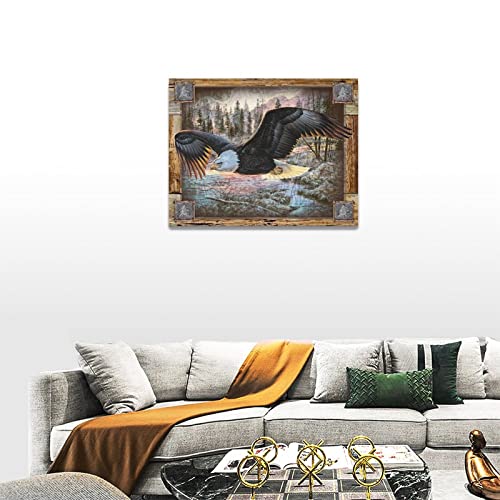 Flying Bald Eagle Wall Art Rustic Eagle Pictures Wall Decor Decor American Eagle Painting Framed Artwork Home Decoration For Bedroom Bathroom Living Room 12"X16" #TOP3