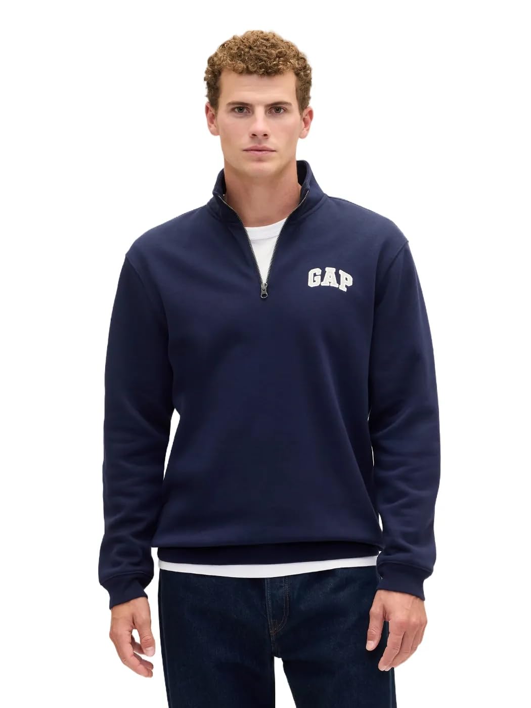 

                                                    GAP Mens Heritage Quarter Zip Mockneck Fleece Tape