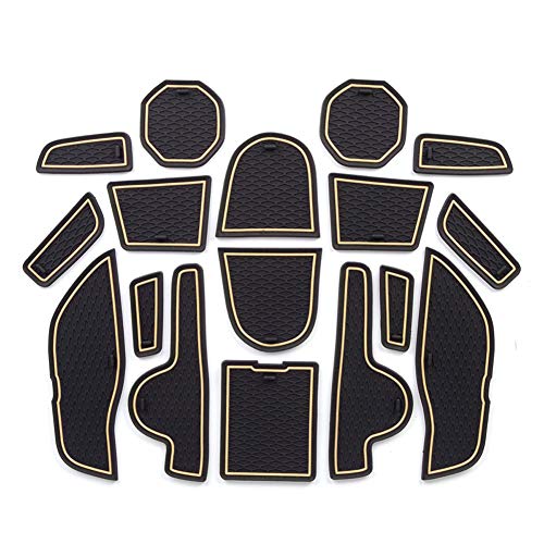 Alfombrilla para puerta con ranura para puerta de Jeep Renegade 2016 2017, antideslizante, para interior, vaso, caja de brazos, alfombrilla de almacenamiento (paquete de 16) (dorado) Cover