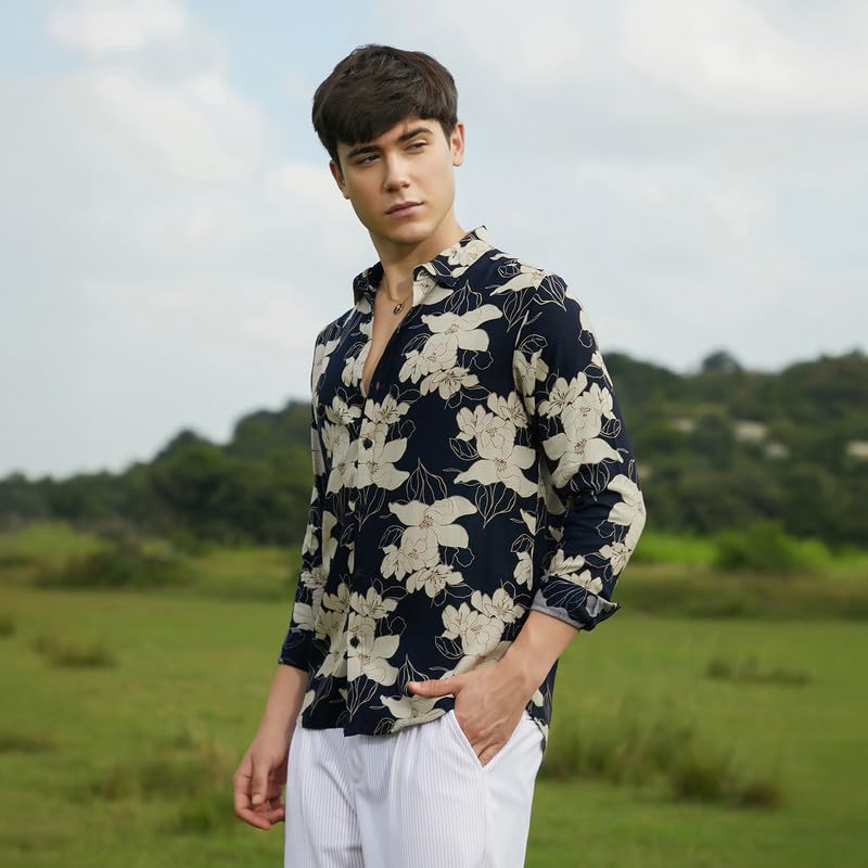 Image of CAHOOT Men's Shirt for Casual Wear | Spread Collar | Long Cuffed Sleeves | Button Closure | Shirt Crafted with Comfort Fit for Everyday Wear