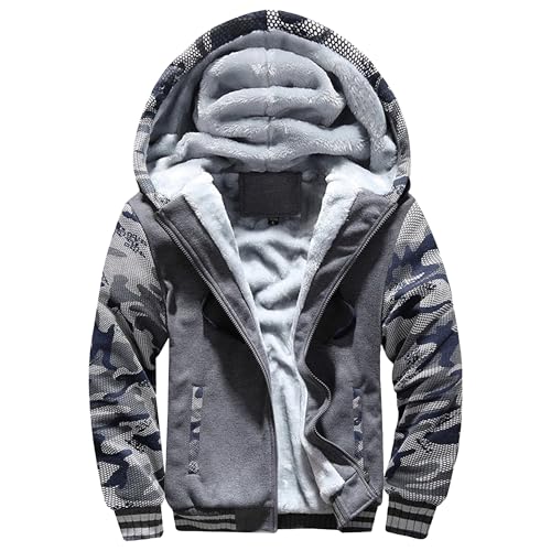 Maiyifu-GJ Hoodies for Men Full Zip Up Fleece Pullover Winter Workout Hoodie Jackets Wool Warm Thick Coats