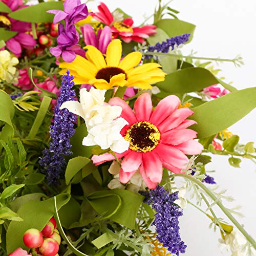 24”Artificial Flower/Floral Wreath Colorful Spring And Summer Front Door Wreath For Home Decor And Festival Celebration #TOP3
