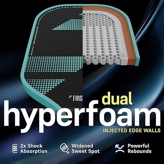 Image of HyperCharge USAPA Approved Propulsion Core Japanese Toray T700 Carbon Fibre Dual Foam Injected Wall | 2 Balls, Overgrip, Eraser, Pickle Ball Paddle PU Racket Cover (Gift Set)