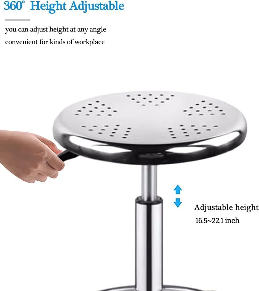 Tabouret Roulant Acier Inoxydable 304 Réglable En Hauteur - Chaise Pivotante Atelier Garage 480kg, Avec Roulettes
