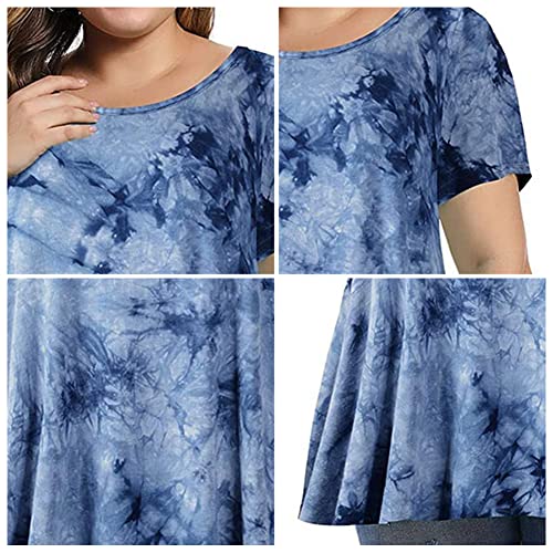Camiseta,Henniu Blusa túnica feminina plus size estampa floral manga curta vintage larga casual solt