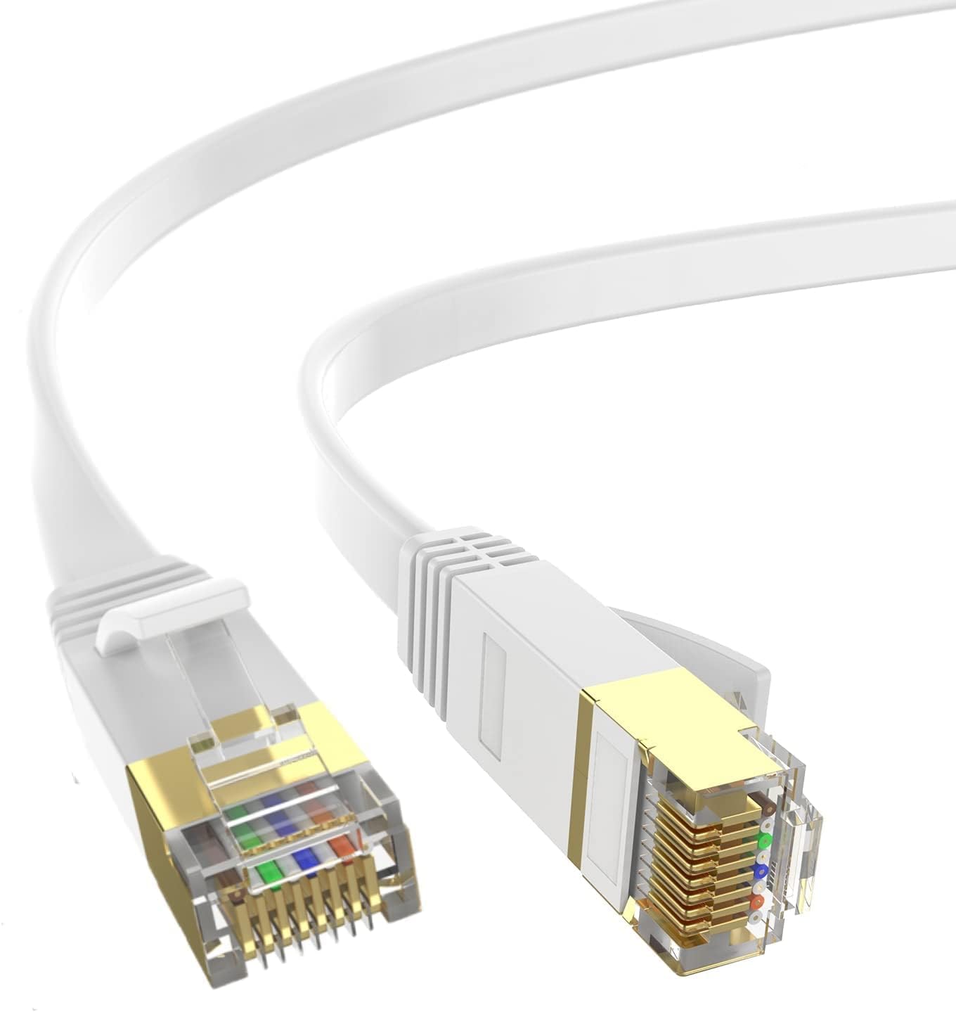 Amazon.com: Cat 6 Ethernet Cable 50 ft, Solid Flat Internet Cords ...