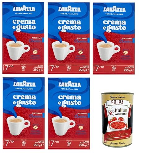 Crema e Gusto Caffè Macinato Classico Café molido clásico Cream and Taste 5x 250gr + Italian Gourmet polpa 400g