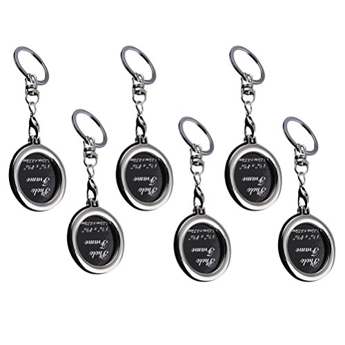 Preisvergleich Produktbild BESTOYARD 6 Stücke Mode Bilderrahmen Schlüsselanhänger Metall Foto Keychain für Paar und Familie (Kreis)