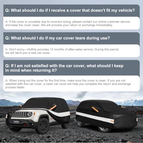 Image of 10 Layers SUV Car Cover Custom Fit for Jeep Renegade (2014-2026), Waterproof All Weather for Automobiles, Outdoor Full Cover Sun Dust Rain Protection with Cotton. Black