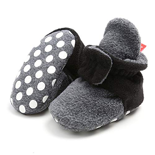 Image of RVROVIC Baby Boys Girls Cozy Fleece Boots with Non Skid Bottom Warm Winter Socks Slippers