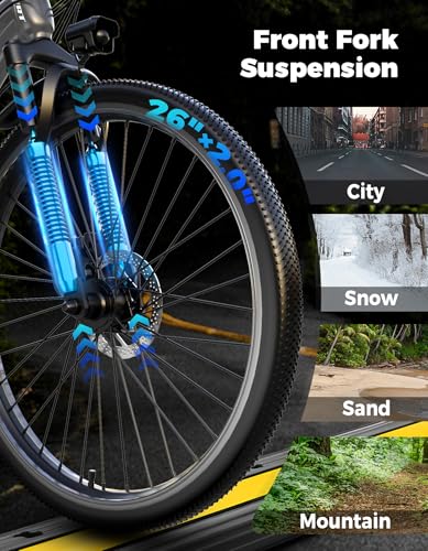 Image of Electric Bike for Adults, 1500W Peak Mountain Ebike with 25 MPH, 65 Miles Range, 48V 10.4Ah Removable Battery Ebike, 26 inch Electric Bicycle for Commute