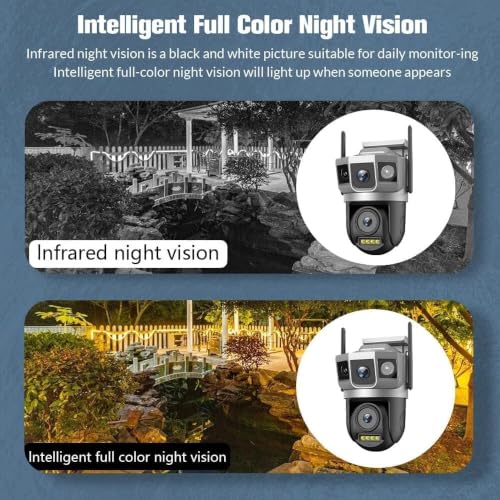 Image of securinnov 6MP WiFi Dual Lens Outdoor PTZ CCTV Camera | 360 Rotation | Color Night Vision | Motion Detection | Two-Way Audio | Wireless Home Security with Mobile App V380 Pro (New Dual Lens PTZ)